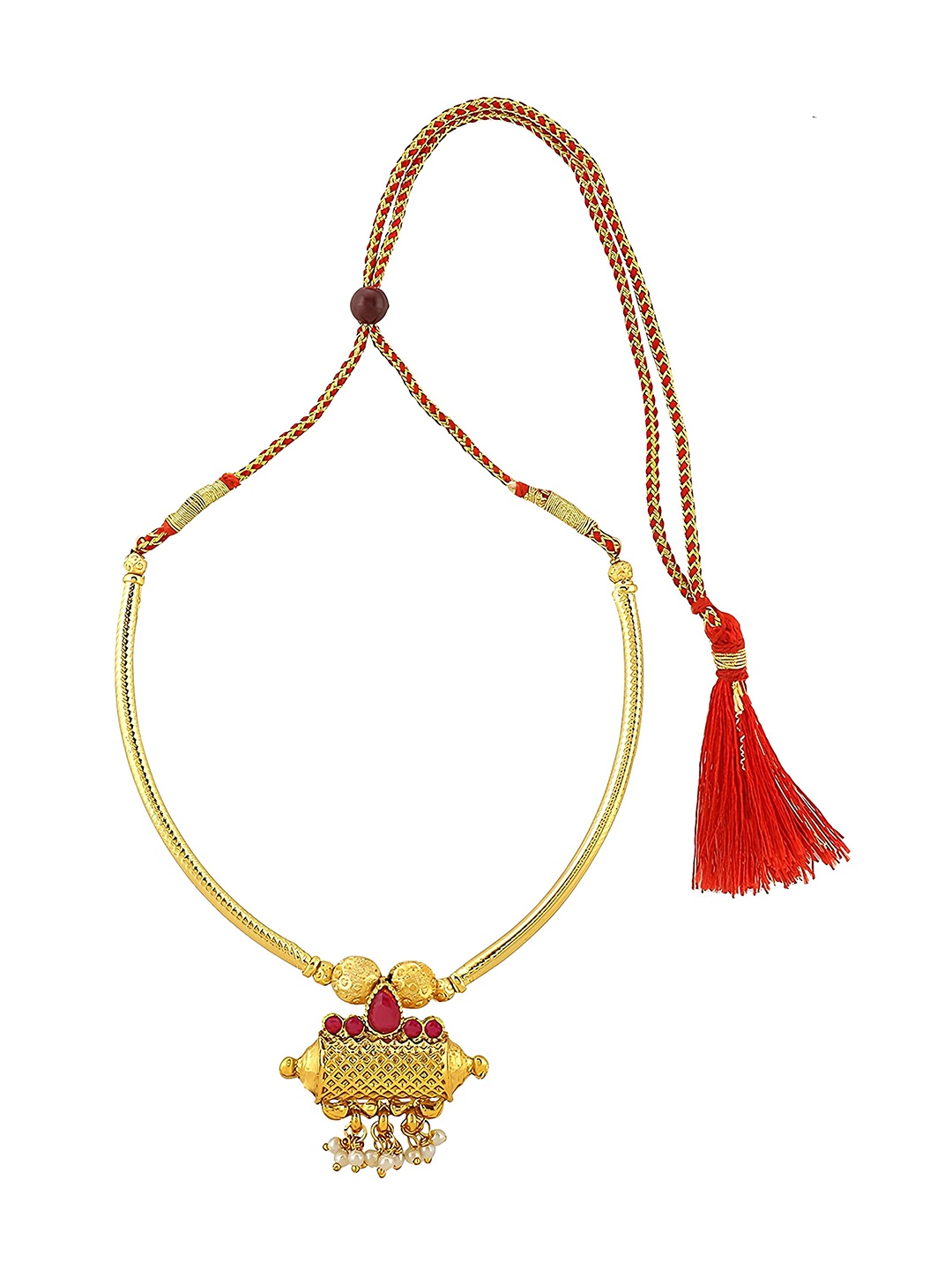 

KARISHMA KREATIONS Gold Plated Stone Studded & Beaded Necklace