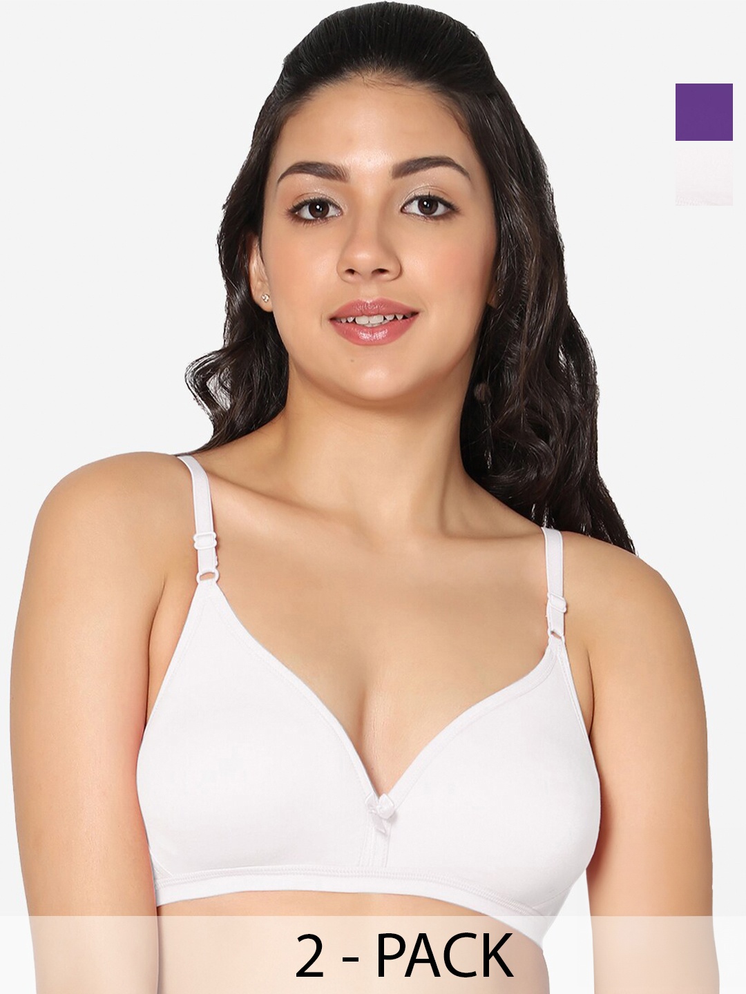 

In Care Pack Of 2 Half Coverage Pure Cotton Bra With All Day Comfort, White