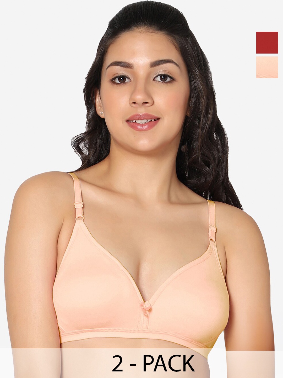 

In Care Pack Of 2 Full Coverage Non Padded Cotton T-Shirt Bra With All Day Comfort, Cream
