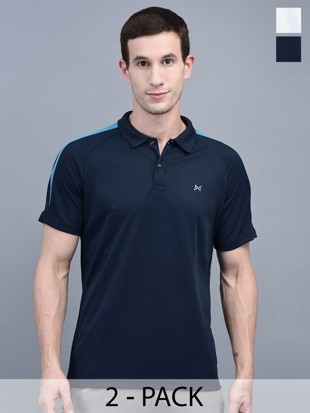 

Force NXT Pack Of 2 Polo Collar Sports T-shirt, Navy blue