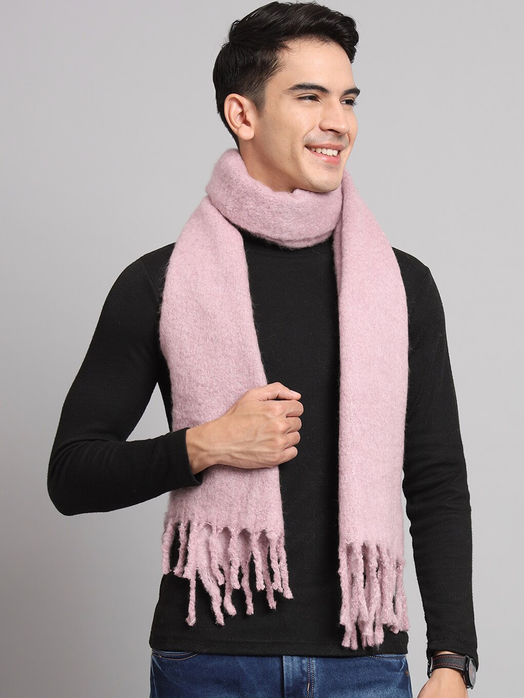 

HANDICRAFT PALACE Woven Designed Reversible Acrylic Muffler, Pink