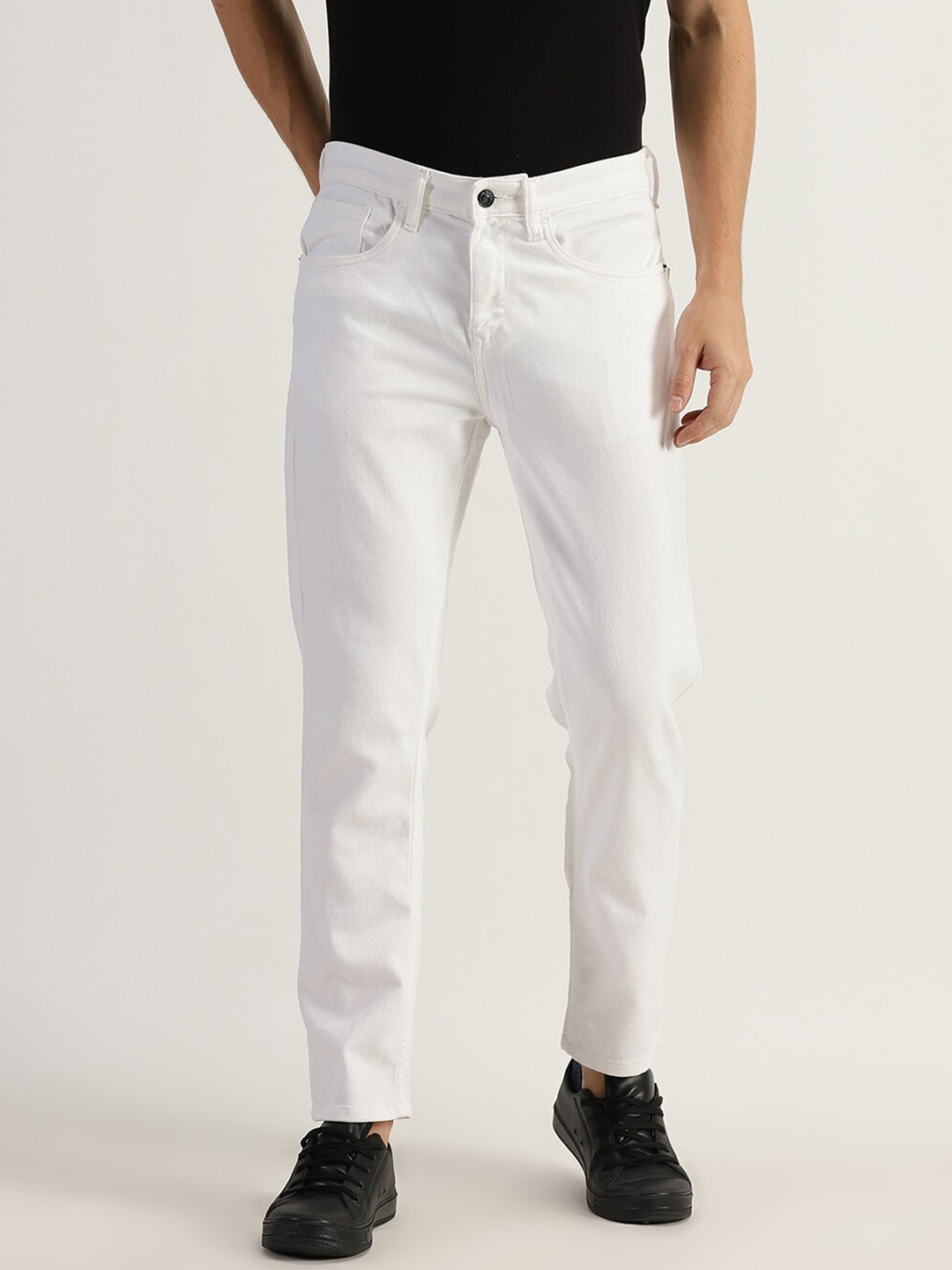 

Old Grey Men Skinny Fit Clean Look Mid-Rise Cotton Jeans, White