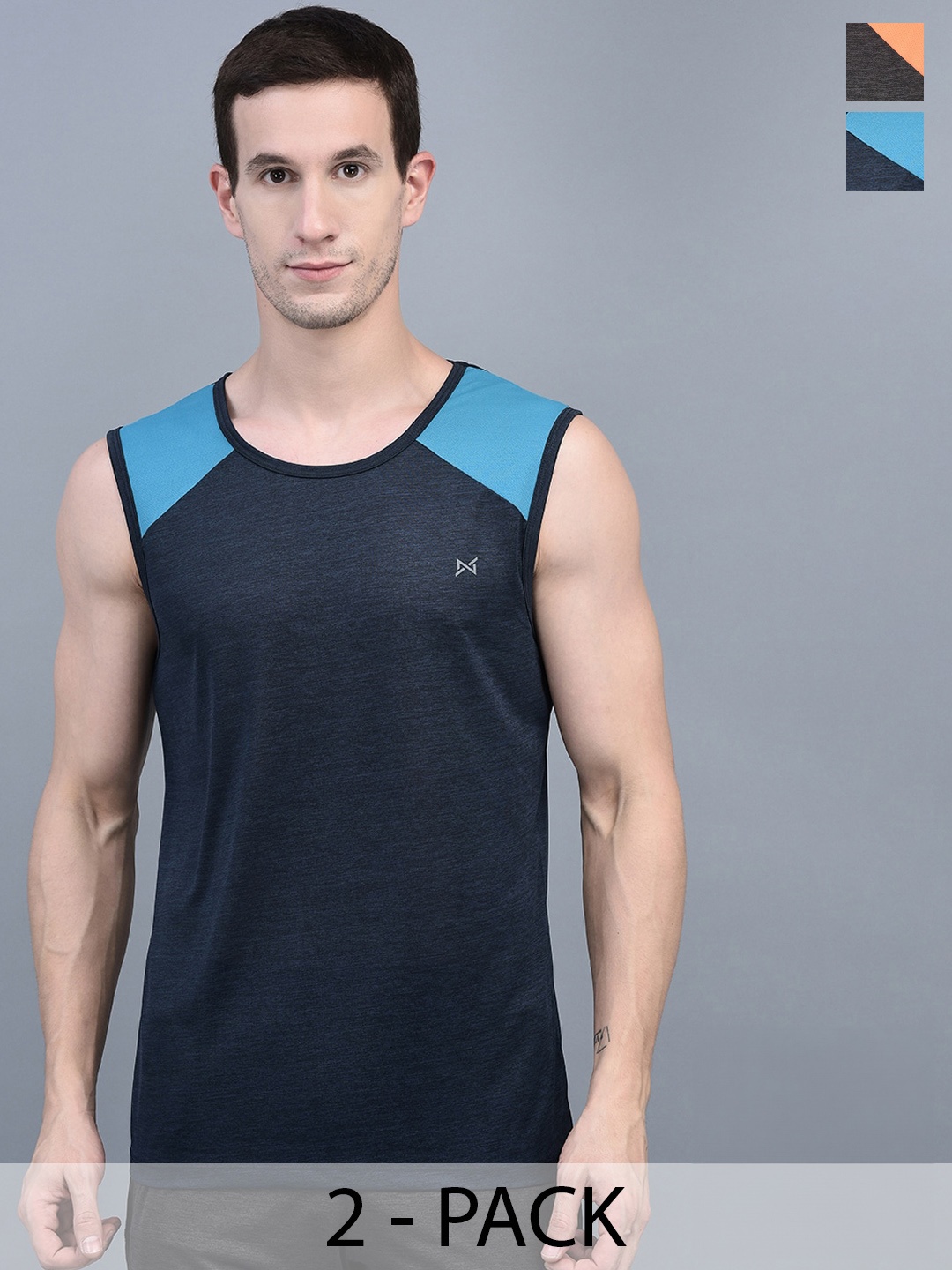 

Force NXT Self Design Pack of 2 Anti-Viral Anti-Odour Cool Muscle Sports Tee, Black