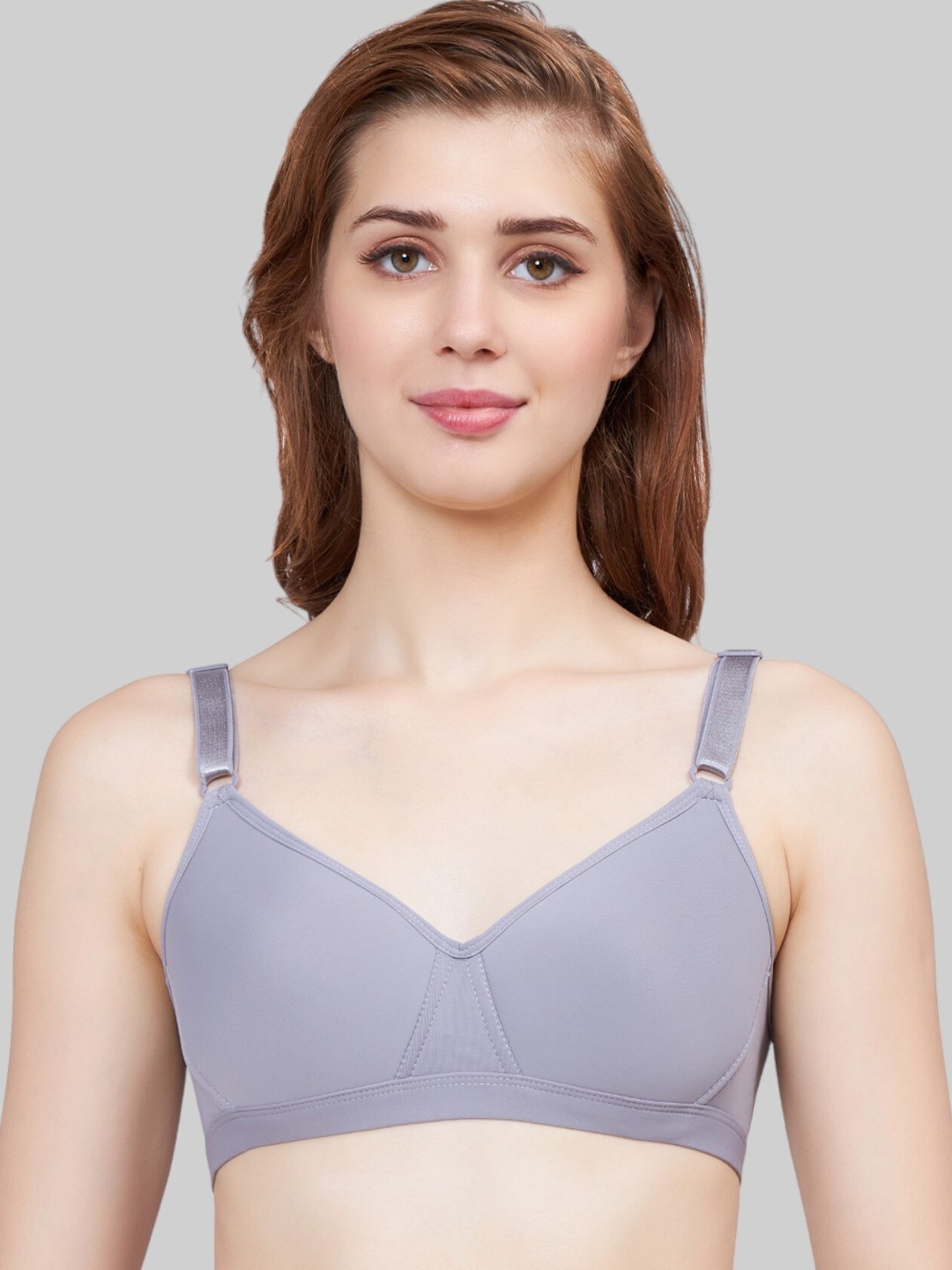 

PLUMBURY Medium Coverage Rapid-Dry Lightly Padded T-shirt Bra, Grey
