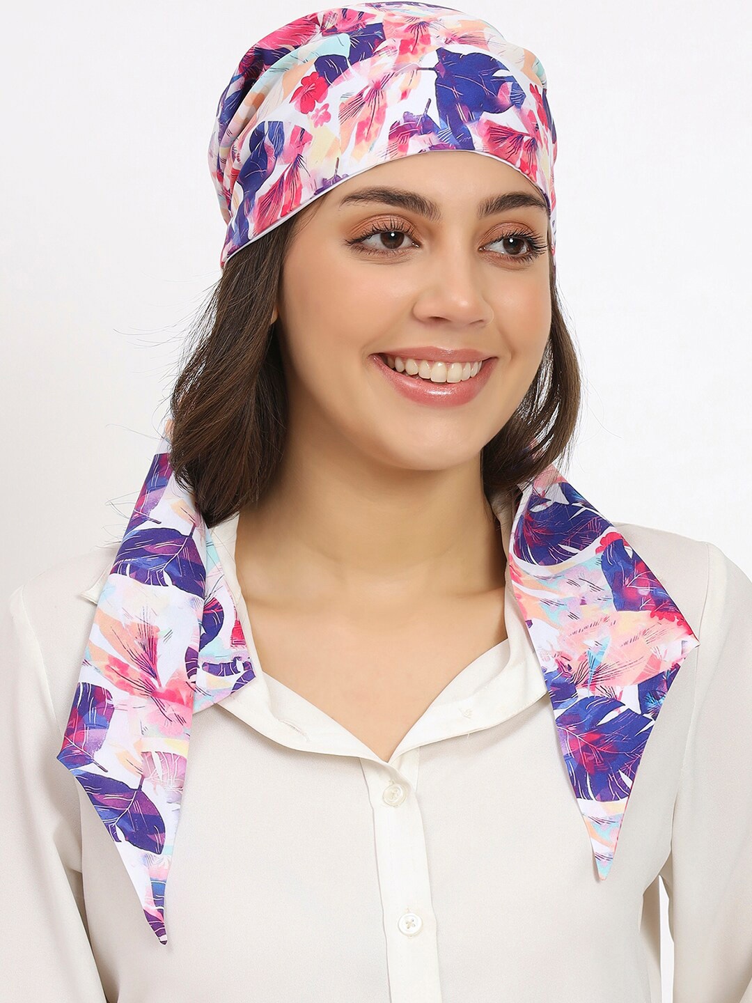 

Beau Design Floral Printed Turban Cap Style Bandana Scarve, Pink