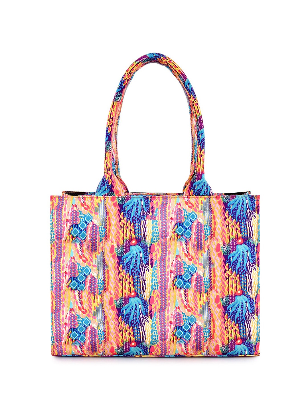 

DressBerry Blue Abstract Printed Structured Oversized Shoulder Bag