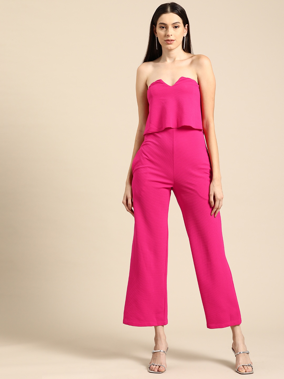 

DODO & MOA Solid Strapless Basic Jumpsuit, Pink