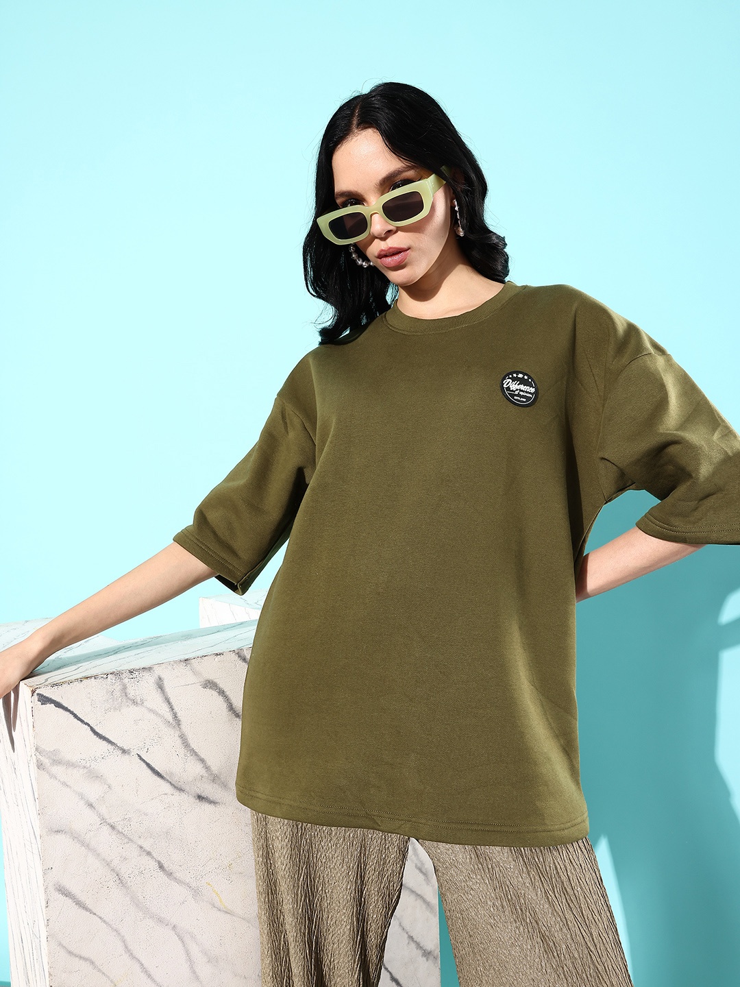 

Difference of Opinion Oversized Fleece Sweatshirt, Olive