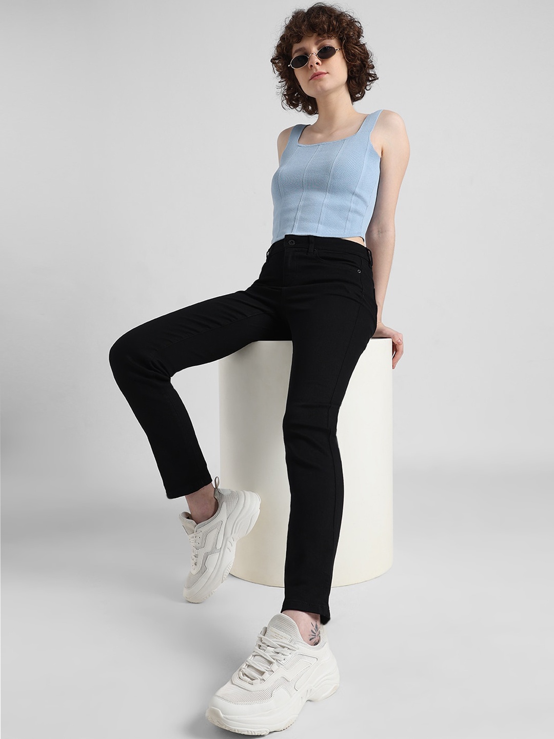 

ONLY Women Slim Fit Clean Look Stretchable Jeans, Black