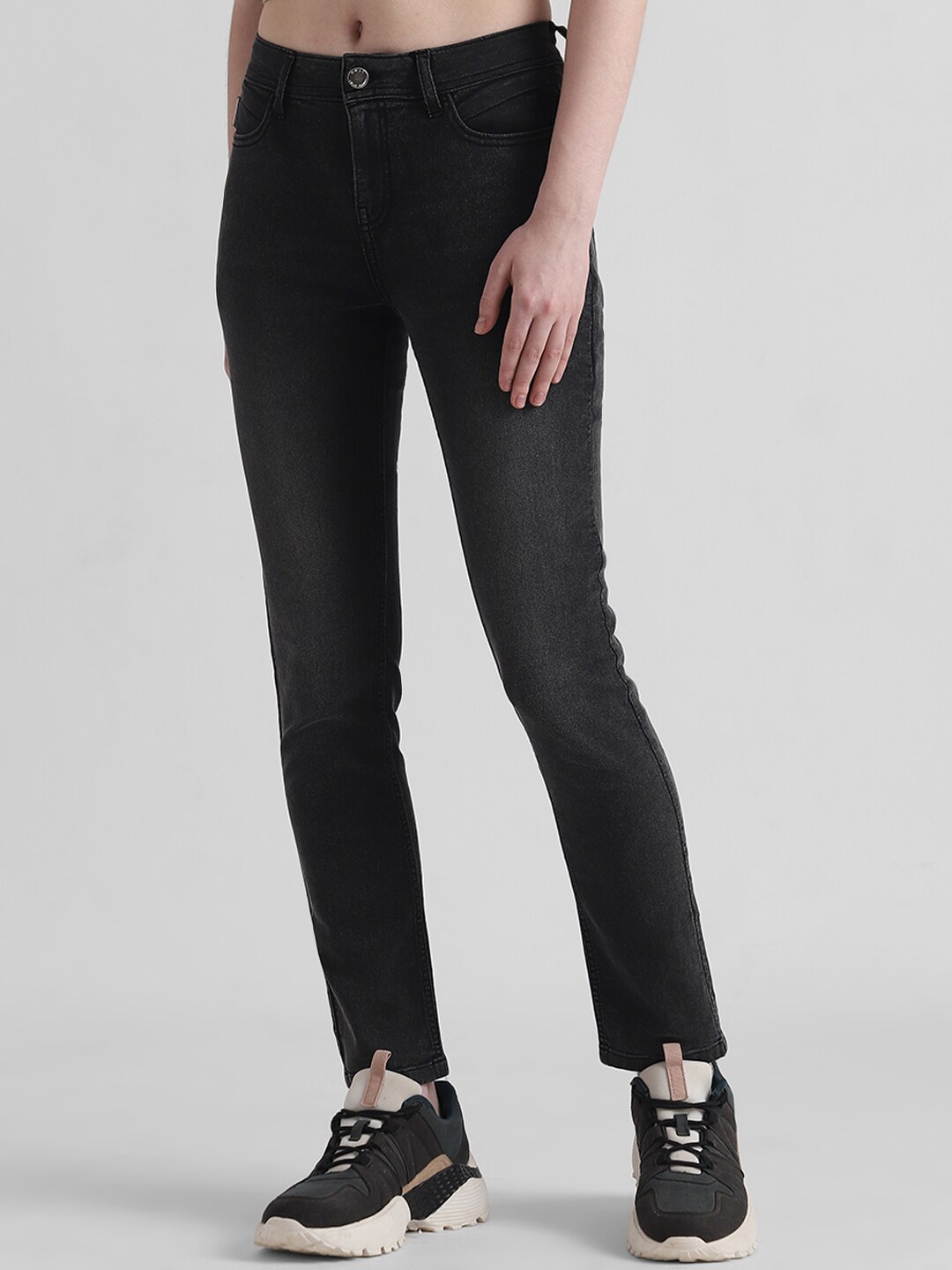 

ONLY Women Skinny Fit Clean Look Light Fade Stretchable Jeans, Grey
