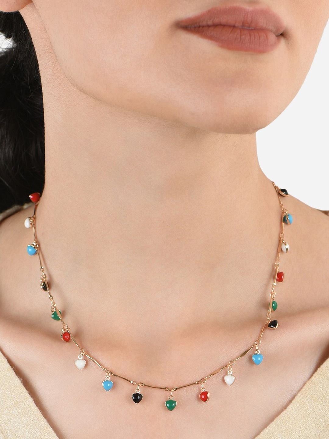 

ToniQ Gold-Plated Artificial Stones Studded Necklace