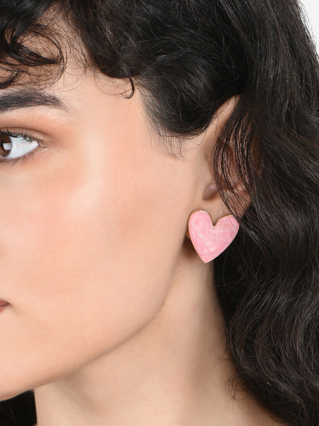 

ToniQ Gold-Plated Heart Shaped Studs Earrings, Pink