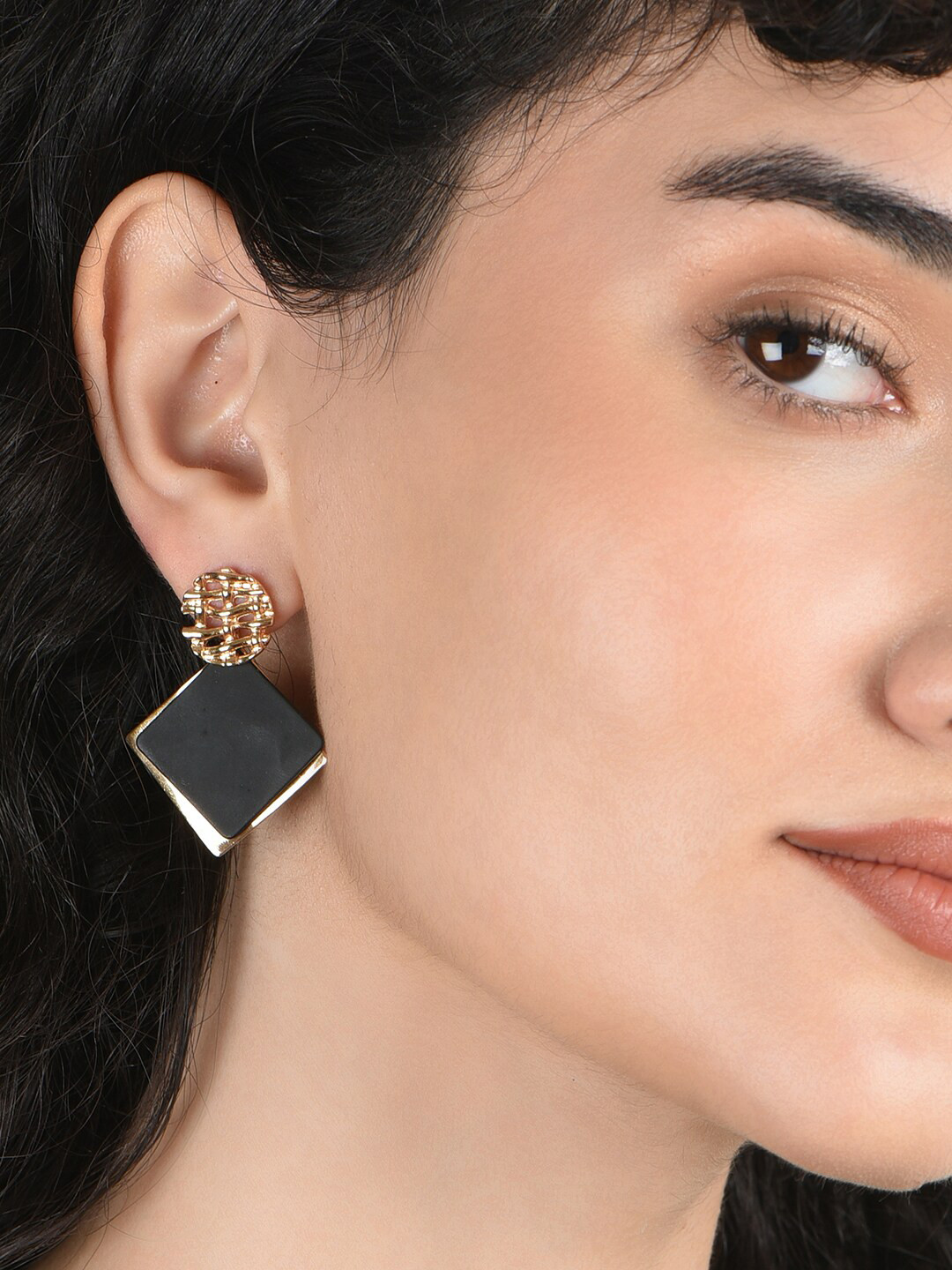 

ToniQ Gold-Plated Geometric Studs Earrings