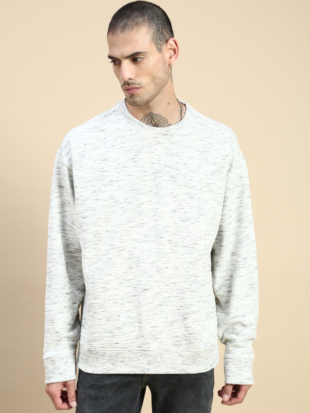 

The Roadster Lifestyle Co. Relaxed Fit Pullover Sweatshirt, Grey melange