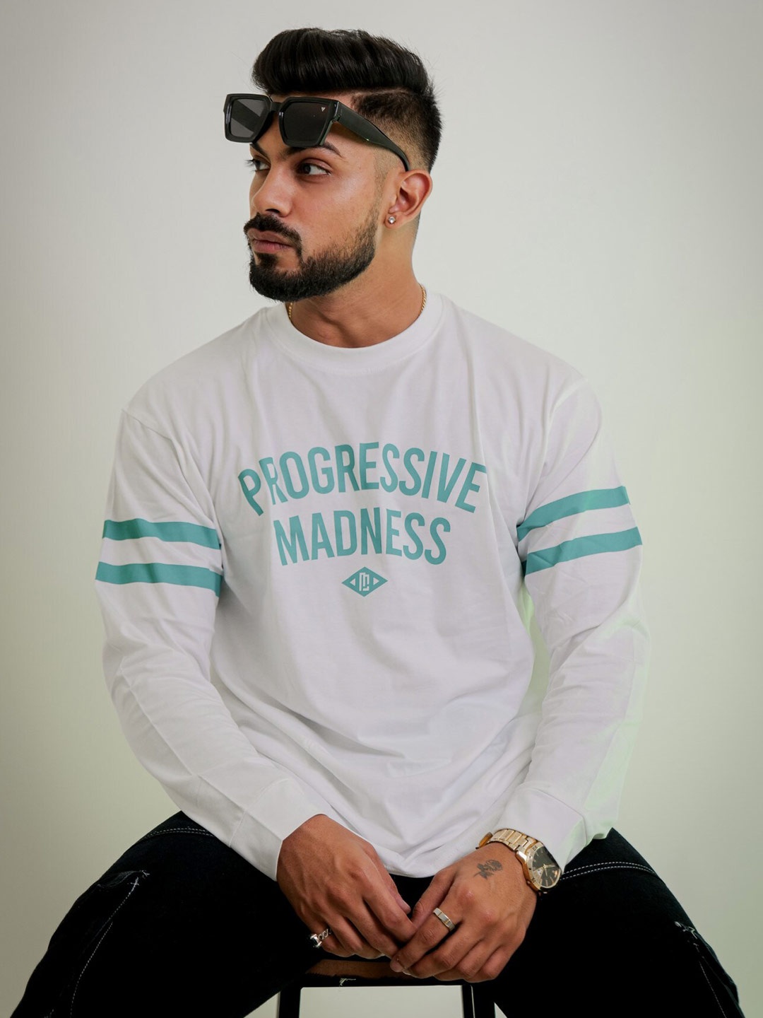 

Maniac Typography Printed Pure Cotton T-Shirt, White