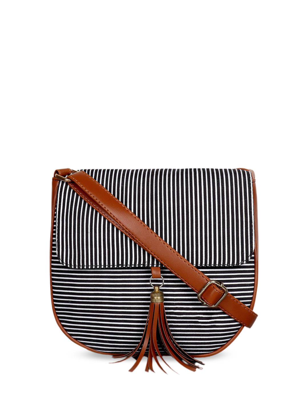 

Mast & Harbour Striped Structed Sling Bag, Black
