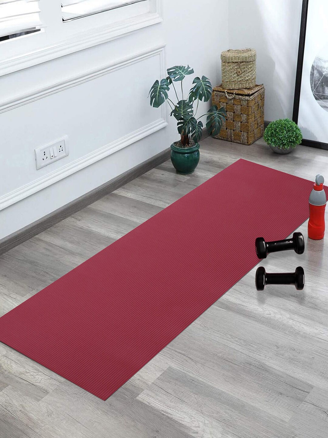 

Kuber Industries Anti-Skid Water Resistant & Light Weight Exercise Mat, Maroon