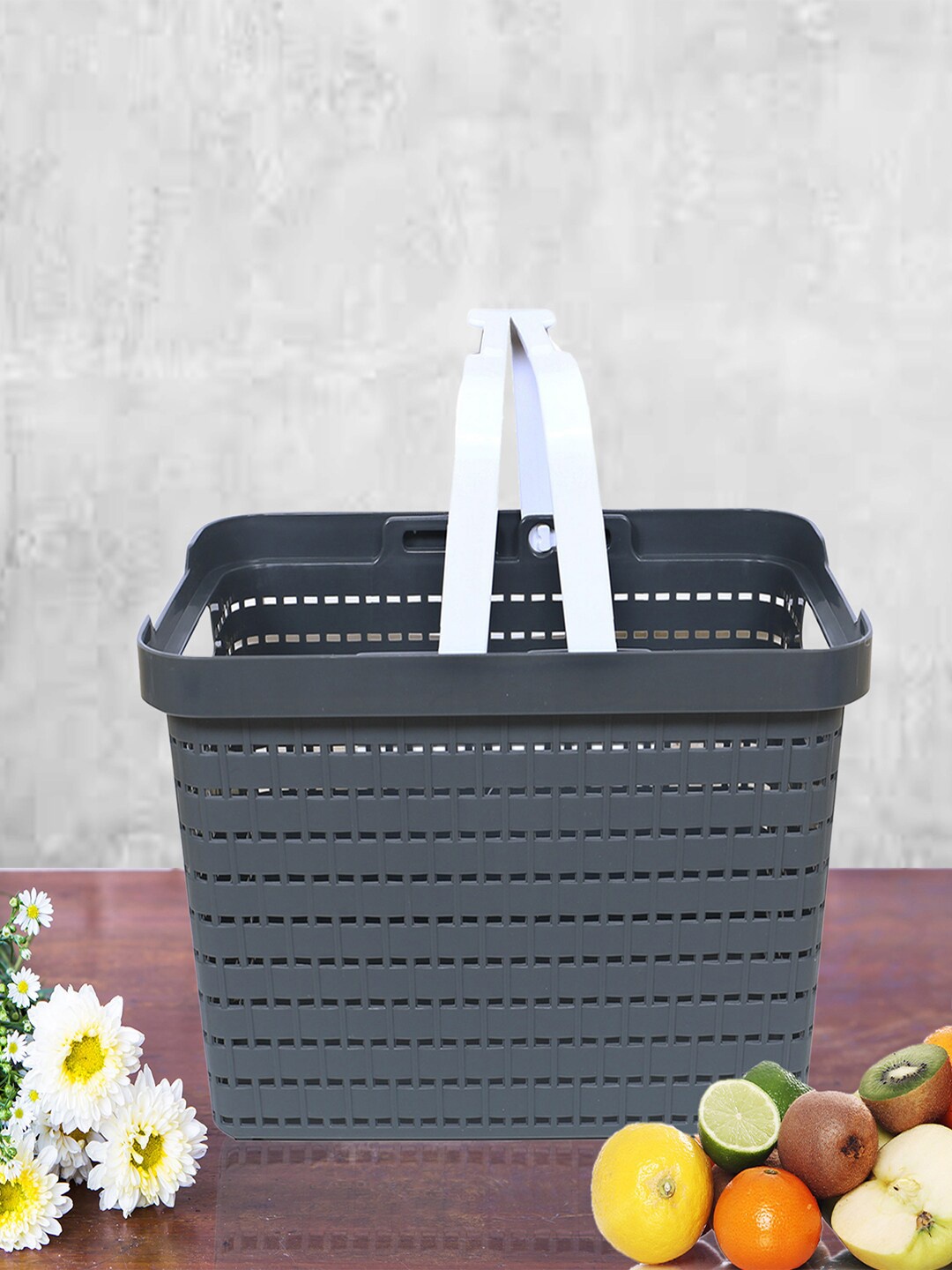 

Kuber Industries White & Blue 4 Pieces Fruits Storage Basket, Black