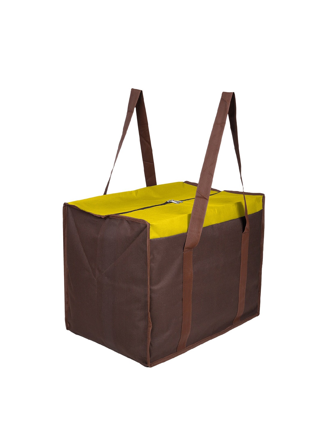 

Kuber Industries Brown & Yellow Colourblocked Storage Bag Organisers