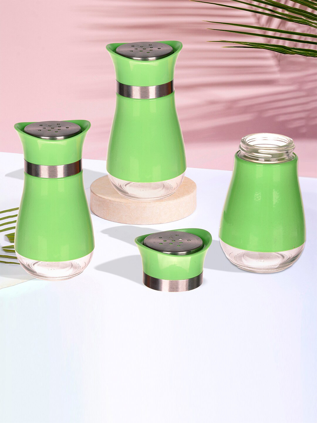 

Kuber Industries Green 3 Pieces Salt Shaker Box
