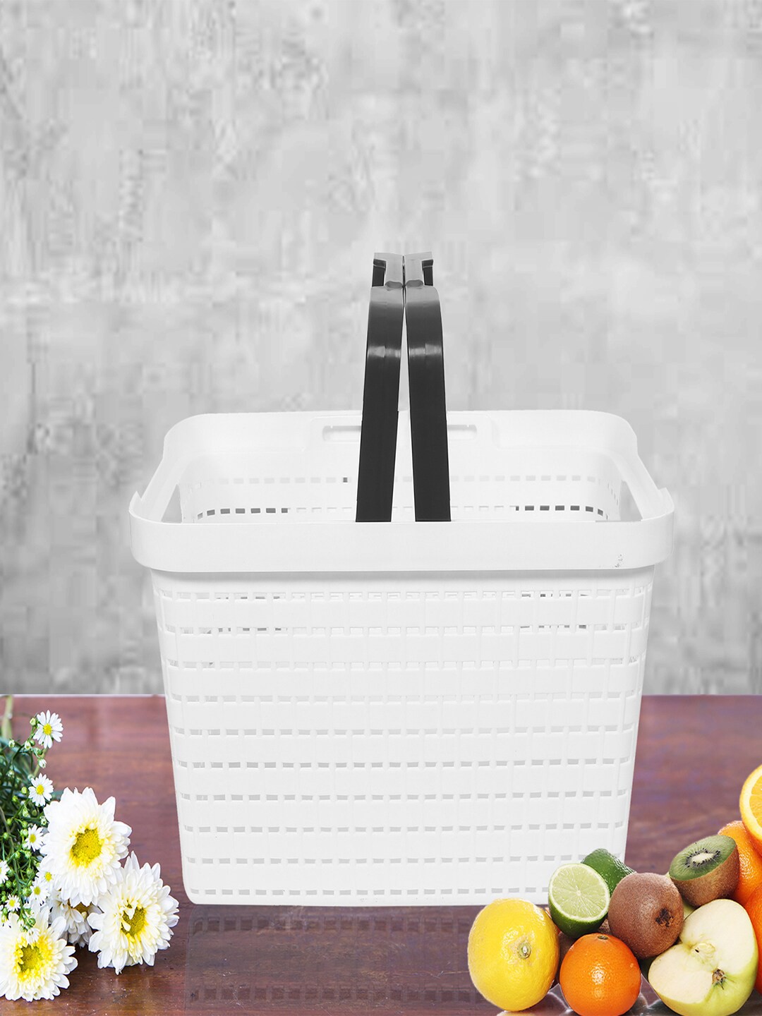 

Kuber Industries White 2 Pieces Tote Basket Organisers