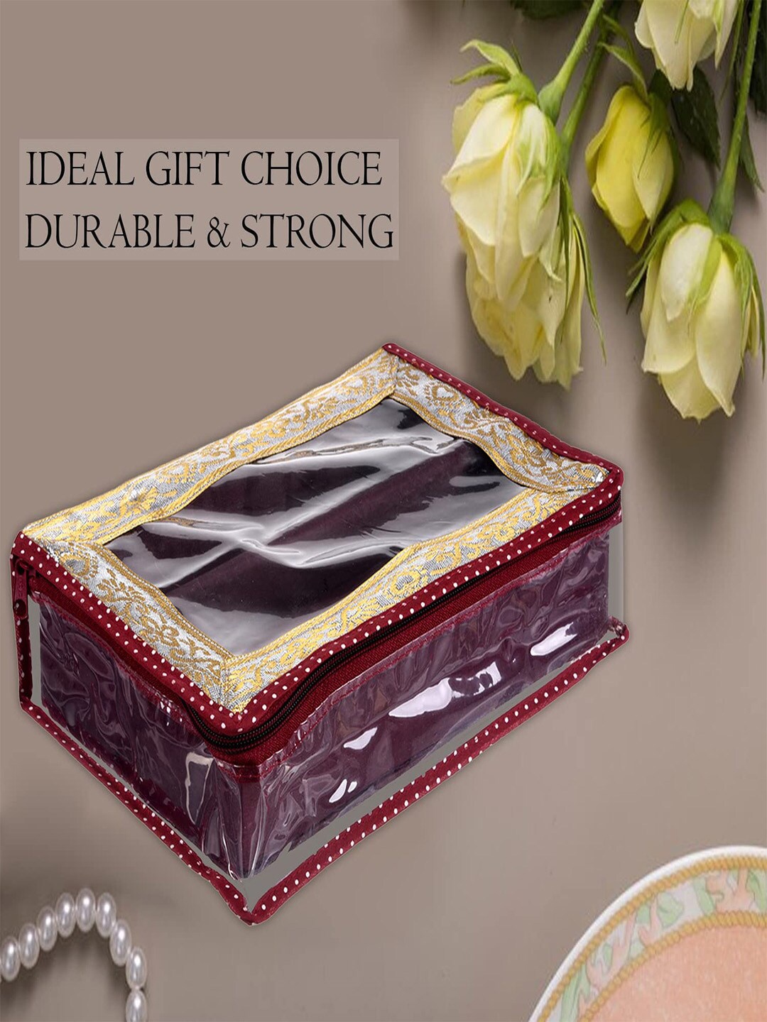 

Kuber Industries Maroon Polka Dot Designed Bangle Organiser With Top Window