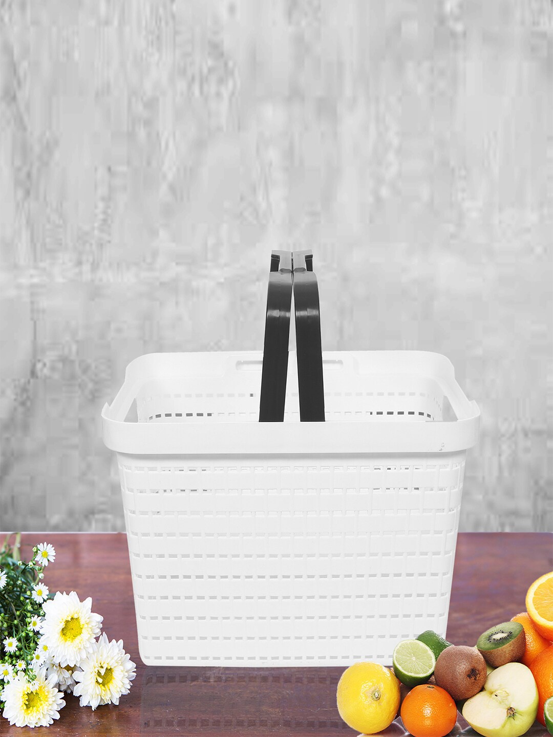 

Kuber Industries White Self-Design Basket Organiser