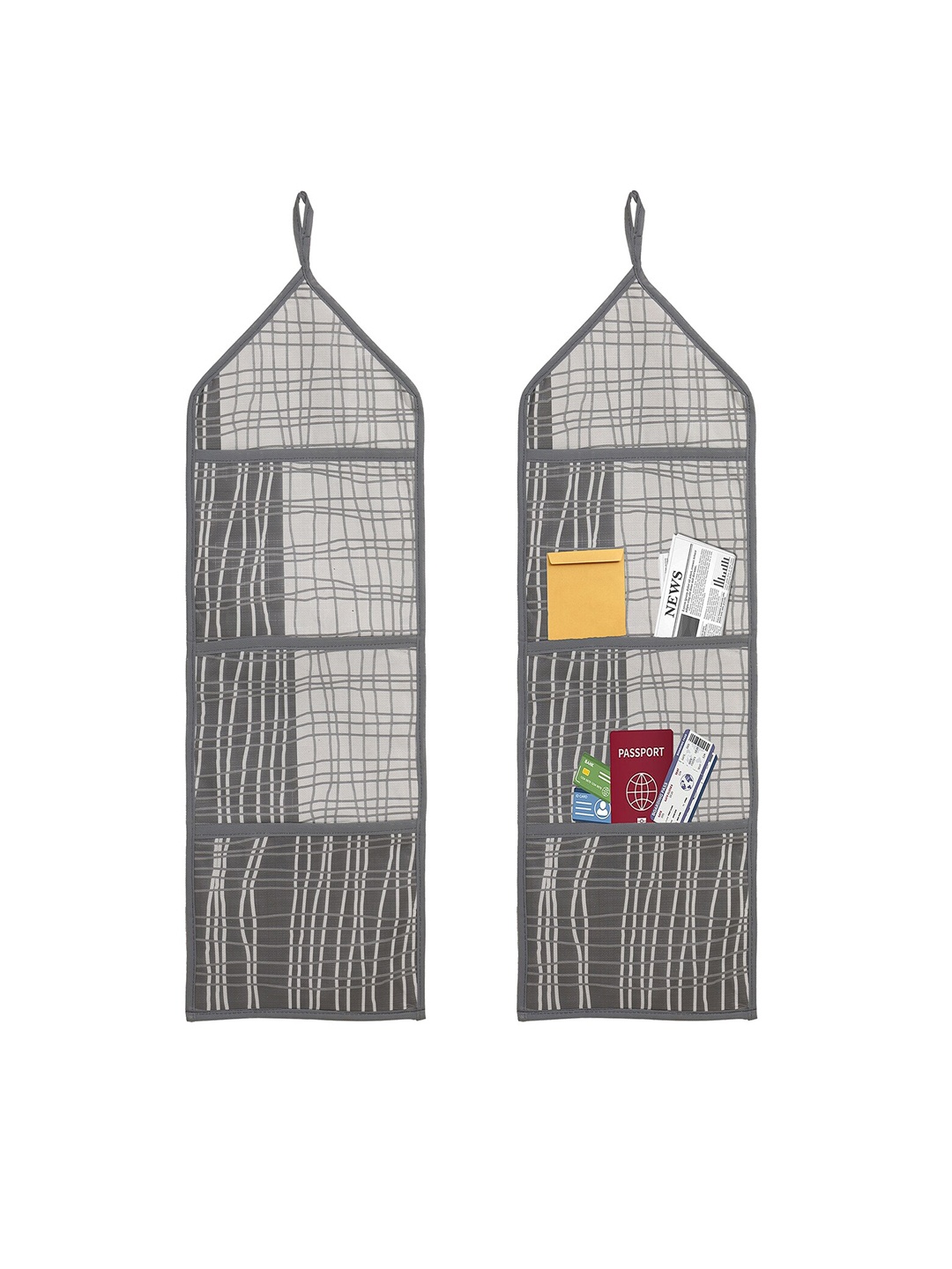 

Kuber Industries 2 Pcs Grey Printed Wall Hanging Letter Holder Organiser