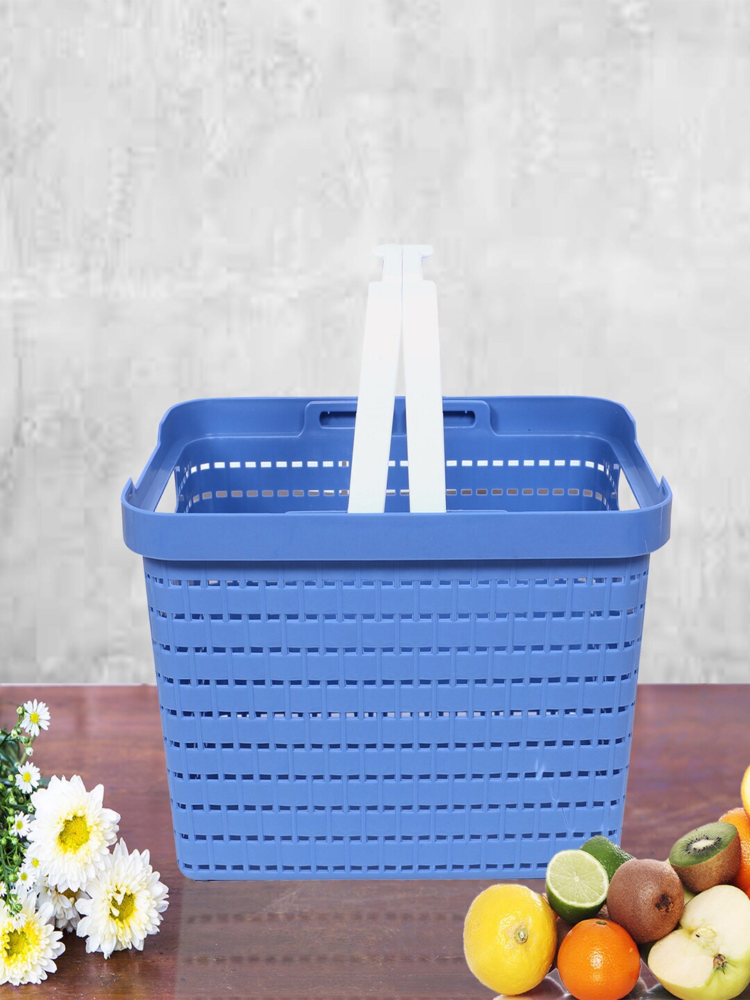 

Kuber Industries 3 Pcs Blue Self-Design Stationery Storage Tote Baskets