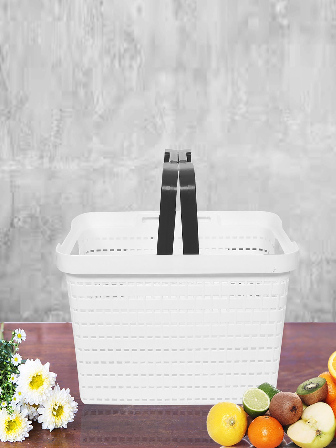 

Kuber Industries White & Coffee Brown 2 Pieces Tote Basket Organisers