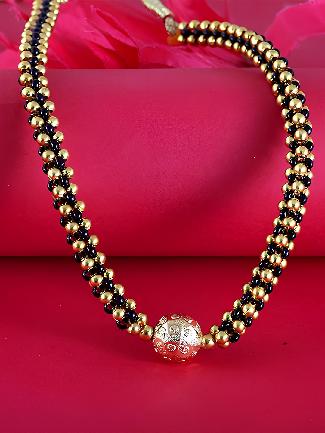 

KARISHMA KREATIONS Gold-Plated Beads Beaded Mangalsutra