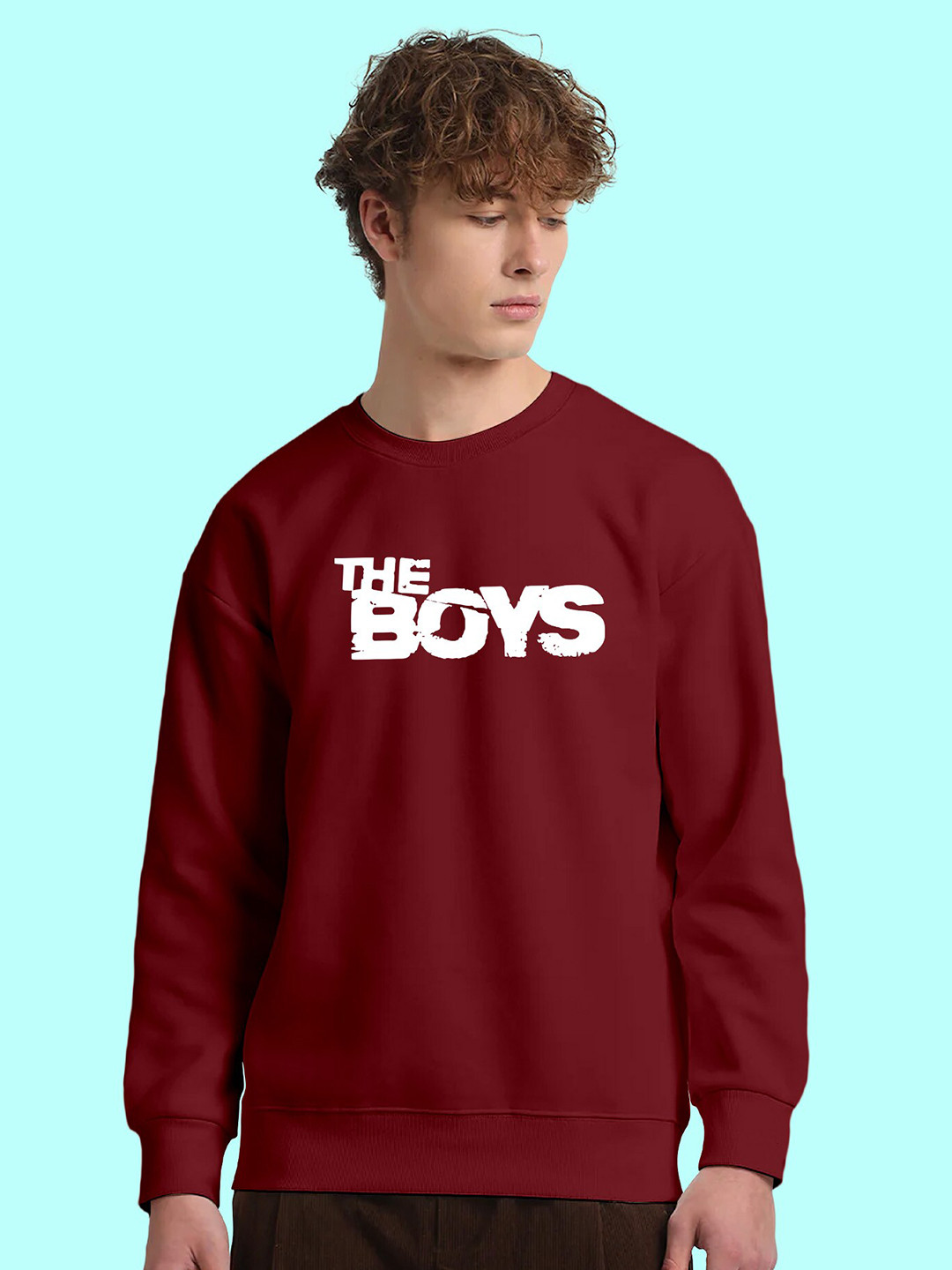 

FTX Typography Printed Round Neck Long Sleeves Fleece Pullover Sweatshirt, Maroon