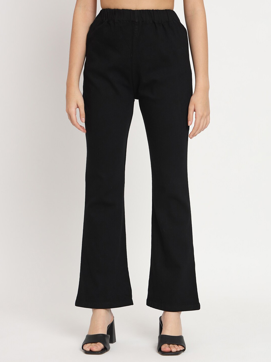 

BAESD Women Cotton Bootcut Trousers, Black