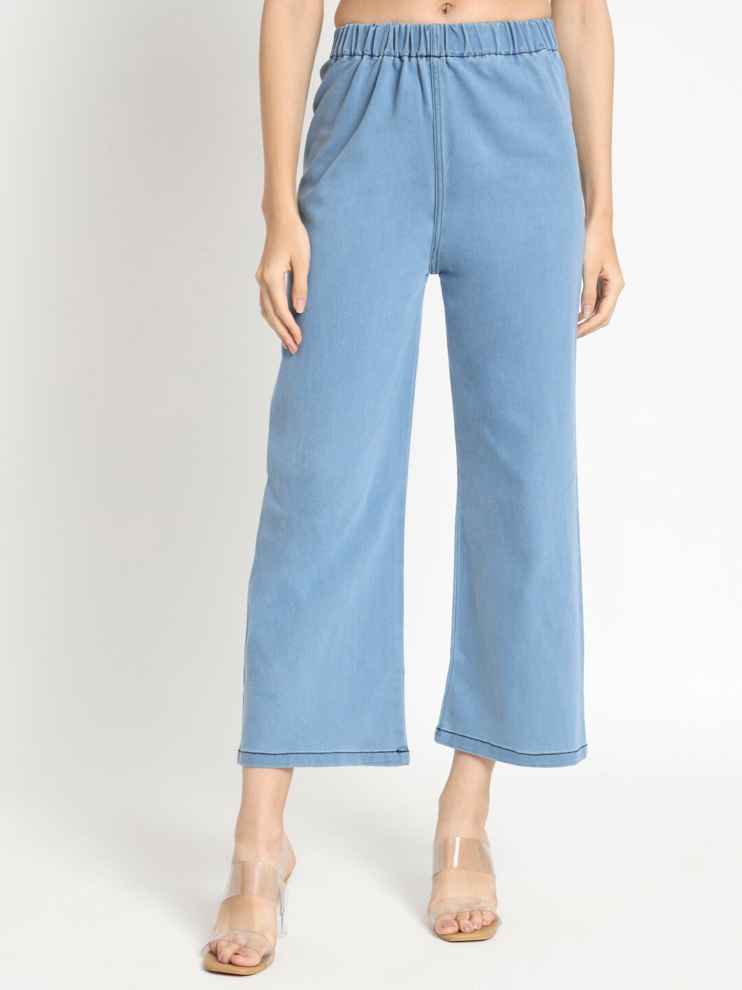 

BAESD Women Relaxed Fit Wide Leg Cotton Denim Jeggings, Blue