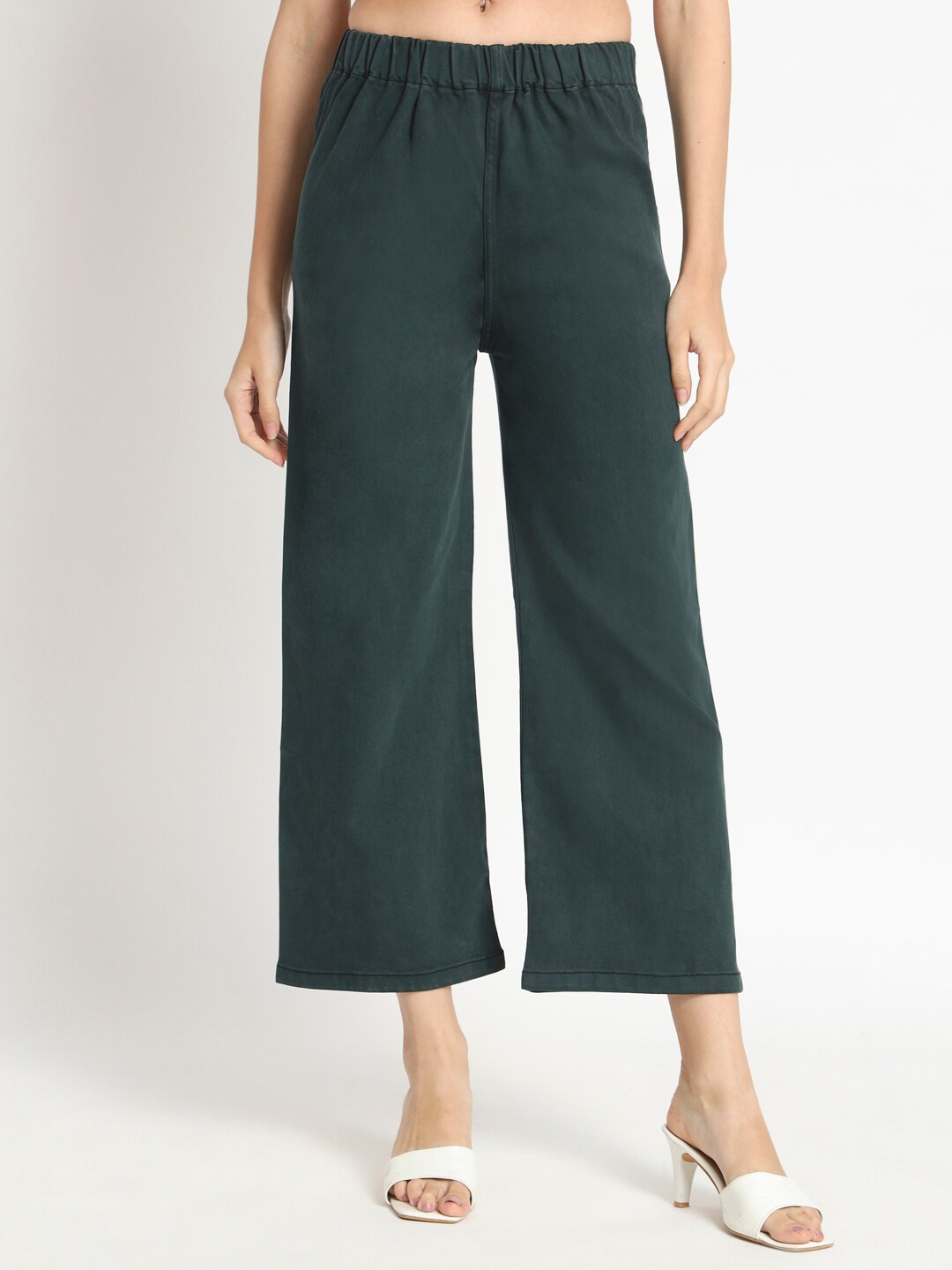 

AngelFab Women Mid-Rise Parallel Trousers, Green