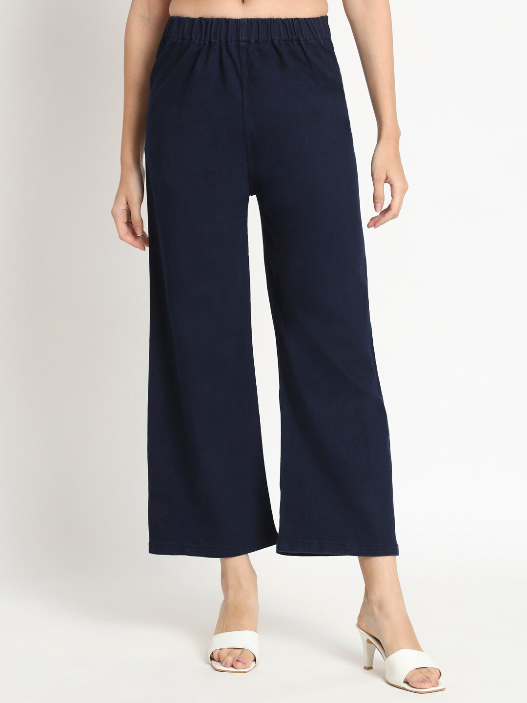 

AngelFab Women Mid-Rise Parallel Trousers, Navy blue