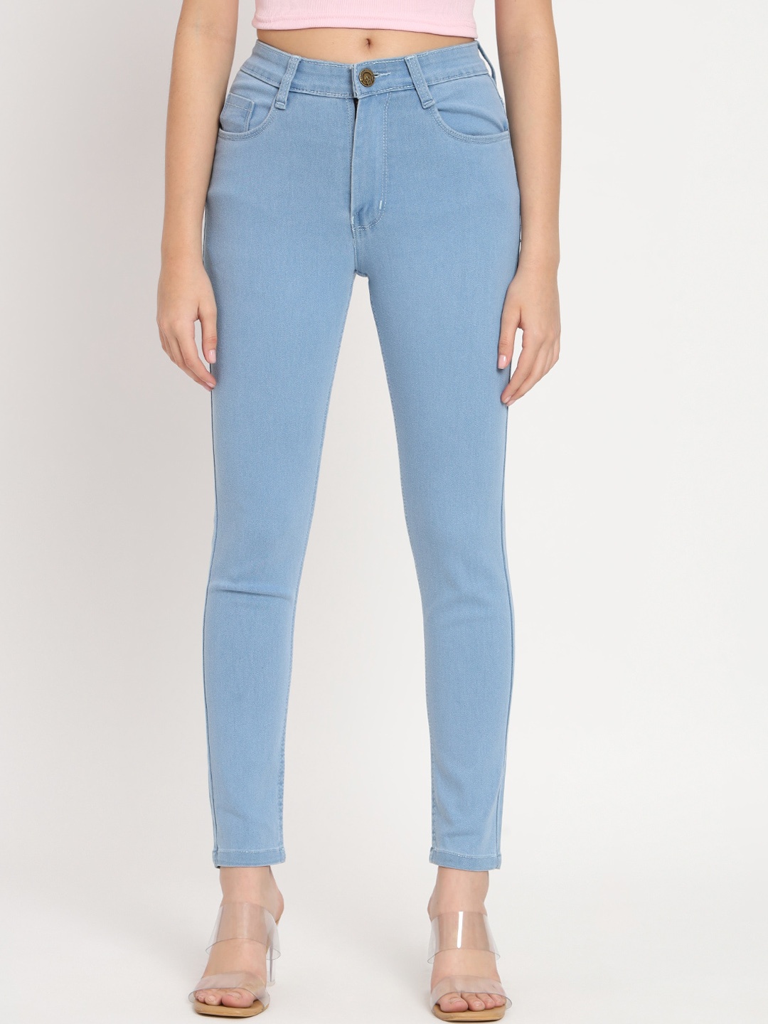 

AngelFab Women Jean Skinny Fit High Rise Clean Look Stretchable Jeans, Blue