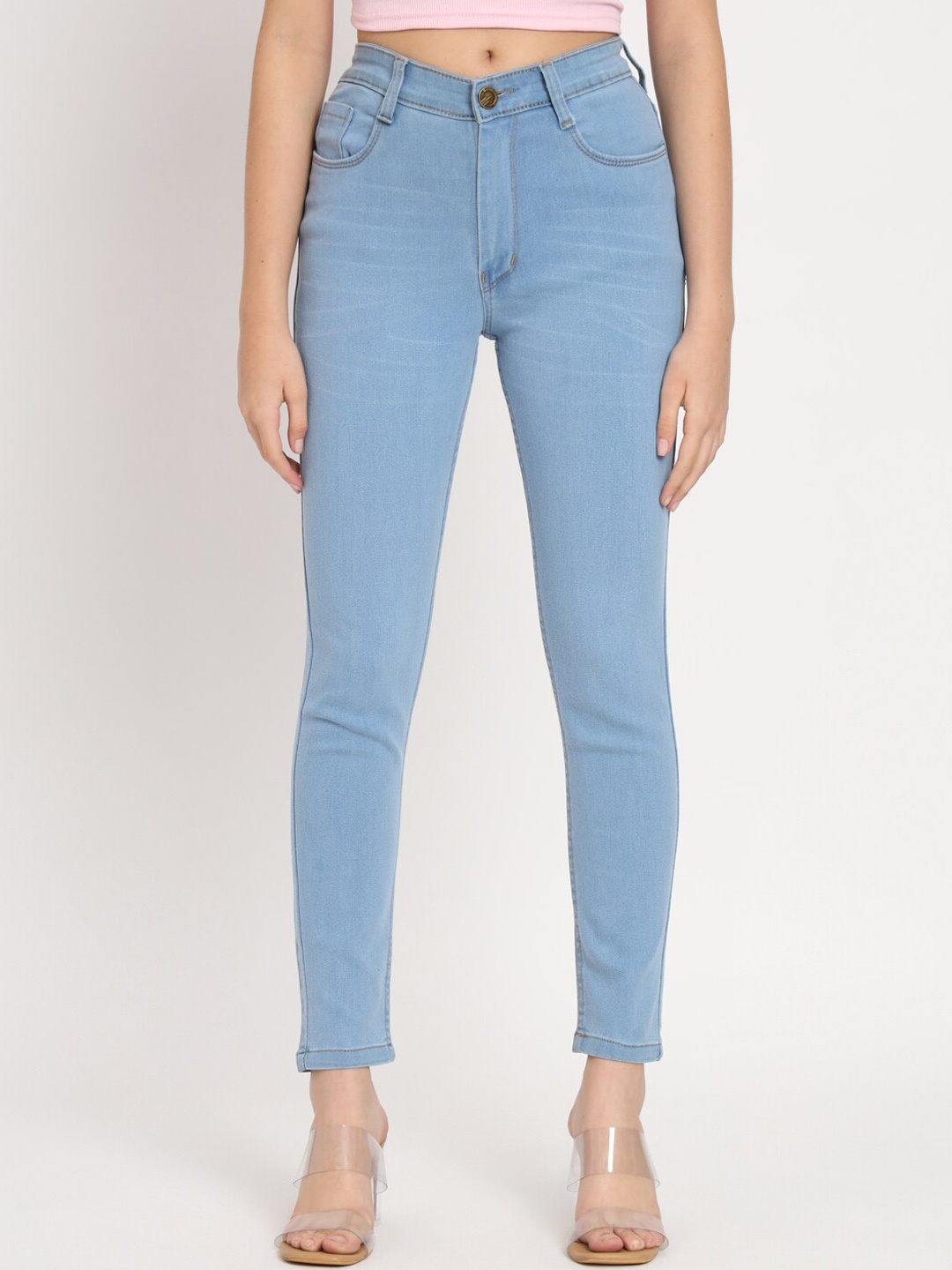 

AngelFab Women Jean Skinny Fit High Rise Clean Look Stretchable Jeans, Blue