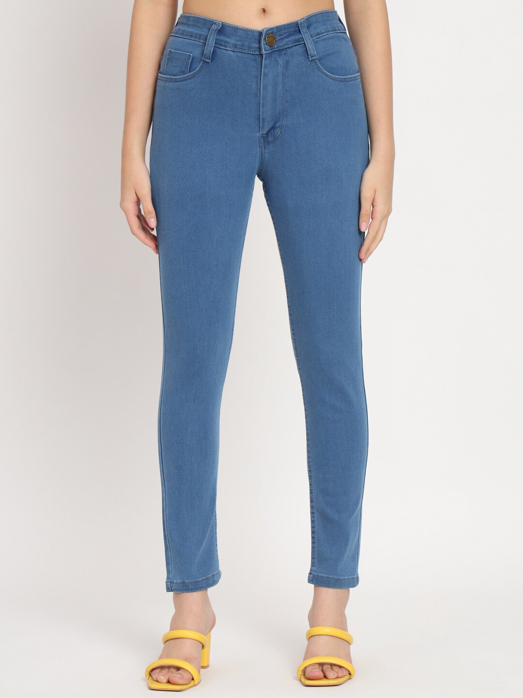 

AngelFab Women Jean Skinny Fit High Rise Clean Look Stretchable Jeans, Blue