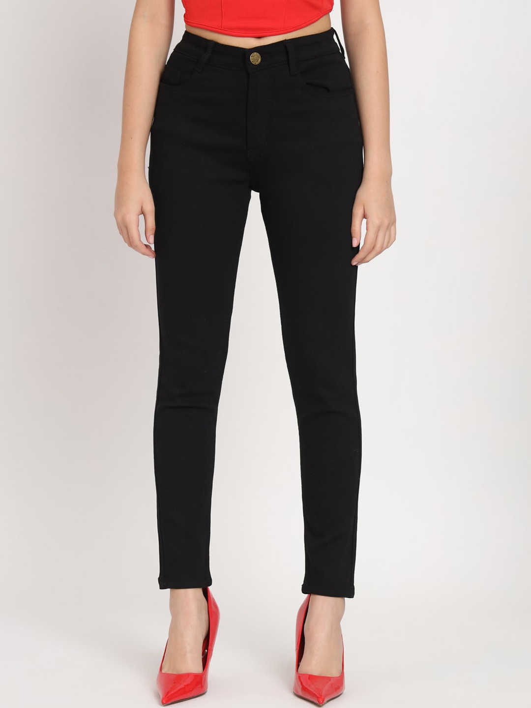 

BAESD Women Jean Skinny Fit Mid-Rise Cotton Jeans, Black