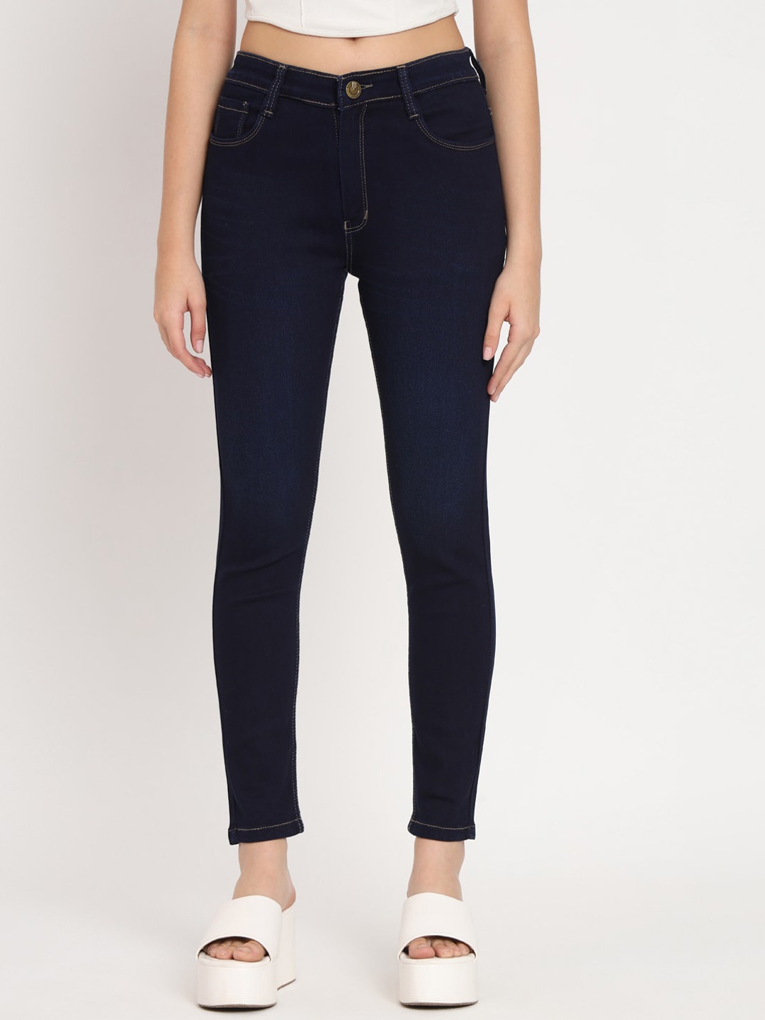 

BAESD Women Jean Skinny Fit High-Rise Clean Look Cotton Jeans, Blue