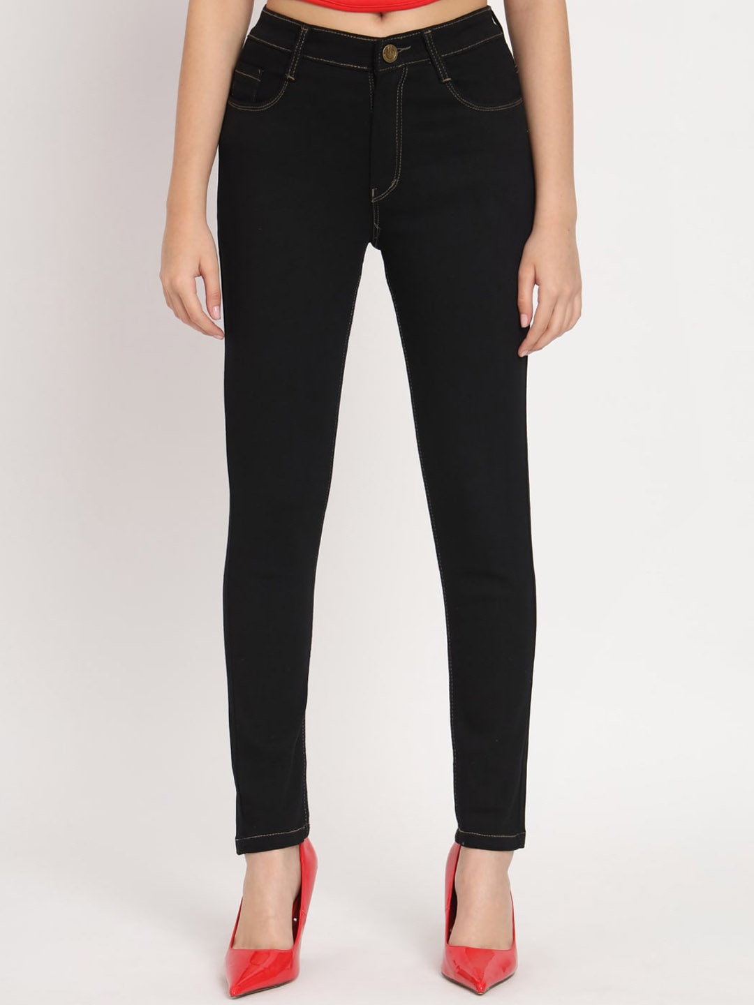 

BAESD Women Jean Skinny Fit High-Rise Clean Look Stretchable Jeans, Black