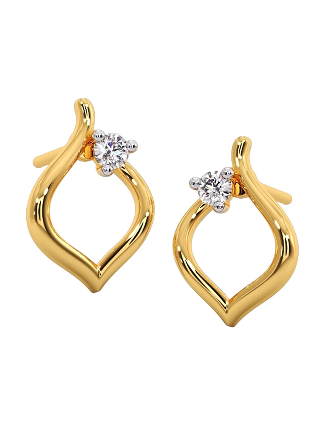 

CANDERE A KALYAN JEWELLERS COMPANY 14KT Gold Diamond Studded Stud Earrings-0.52gm