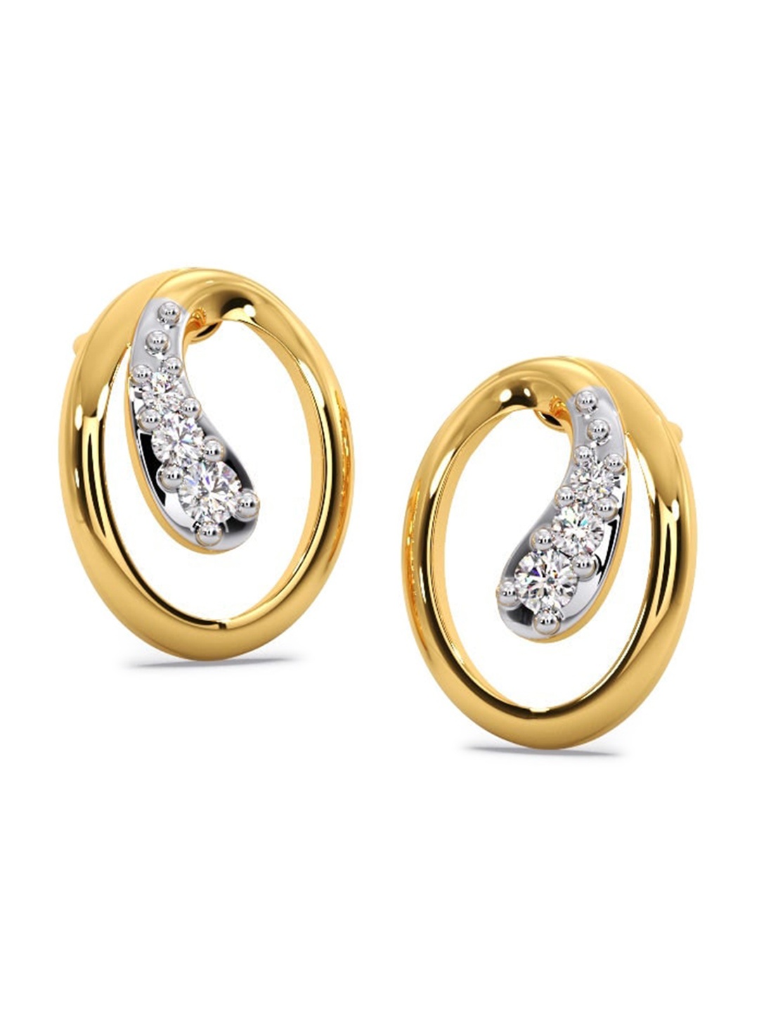 

CANDERE A KALYAN JEWELLERS COMPANY 18KT Gold Diamond Studded Stud Earrings-0.72 g