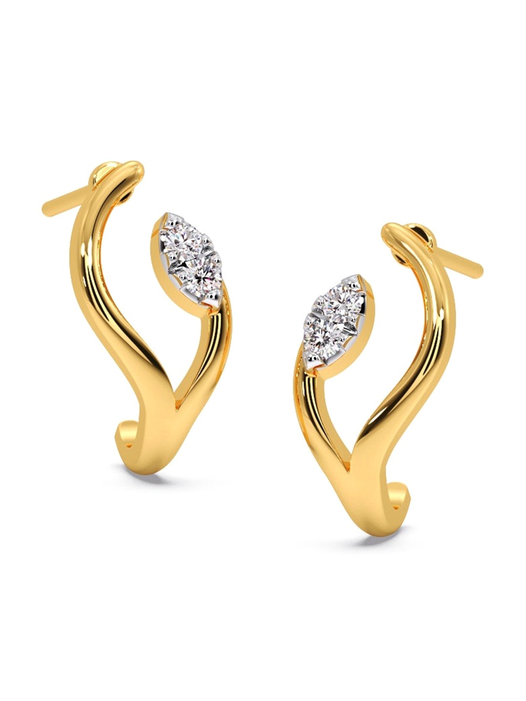 

CANDERE A KALYAN JEWELLERS COMPANY 18KT Gold Diamond Studded Stud Earrings-0.81 g