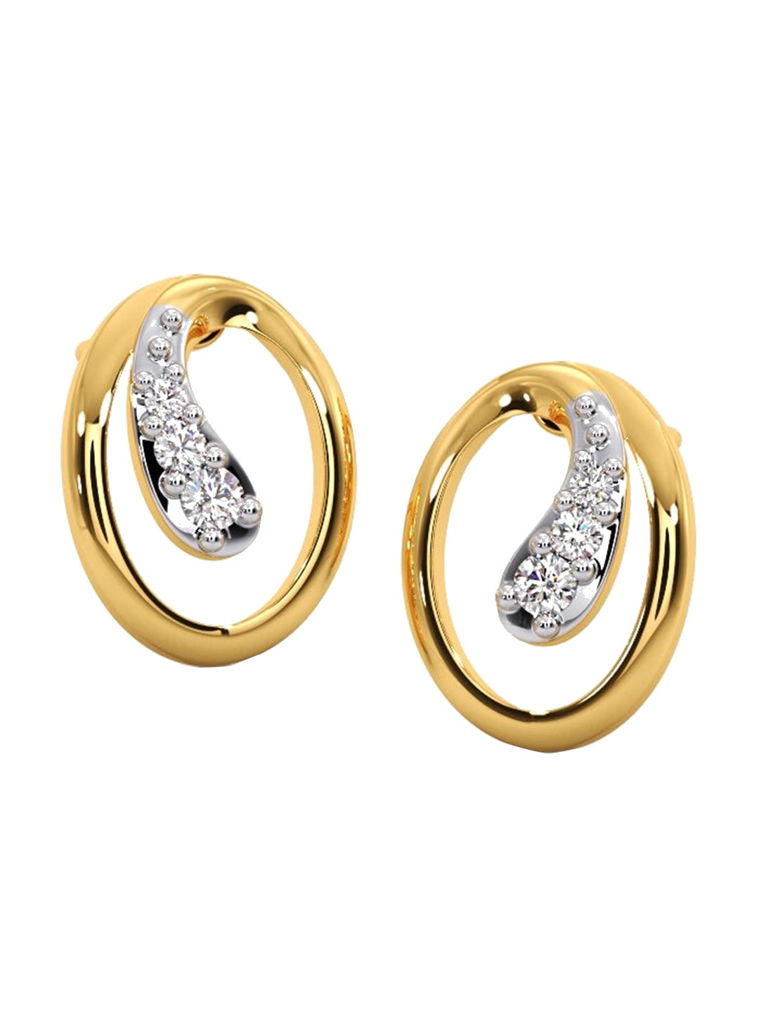 

CANDERE A KALYAN JEWELLERS COMPANY 14KT Gold Diamond Studded Stud Earrings-0.61gm