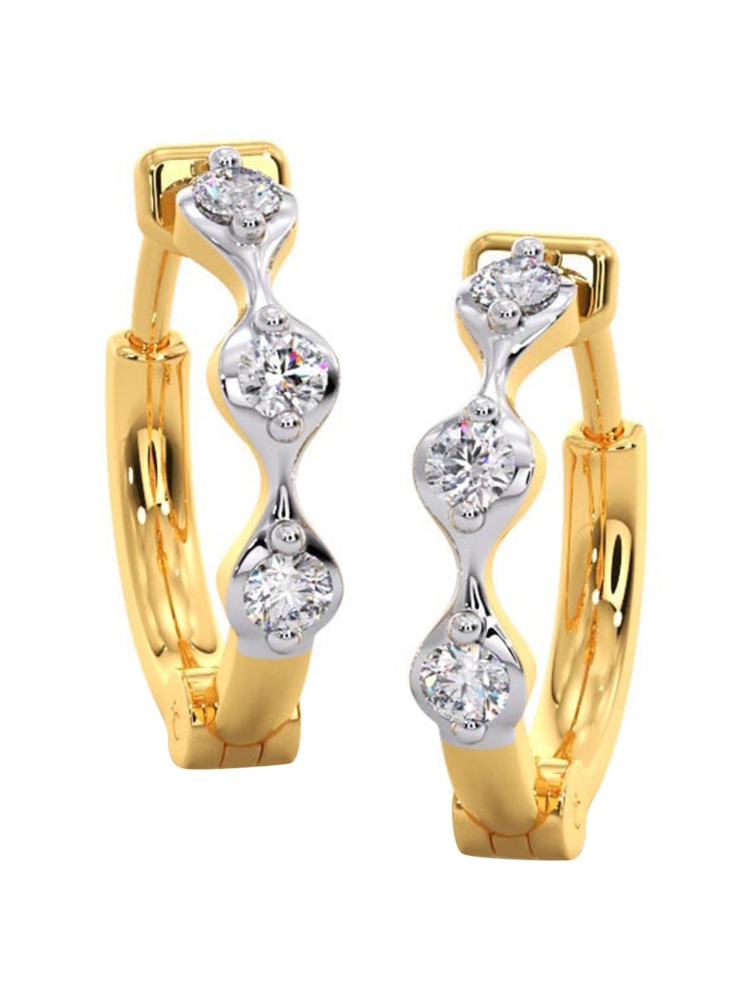 

CANDERE A KALYAN JEWELLERS COMPANY 14KT Gold Diamond Studded Hoop Earrings-0.59gm