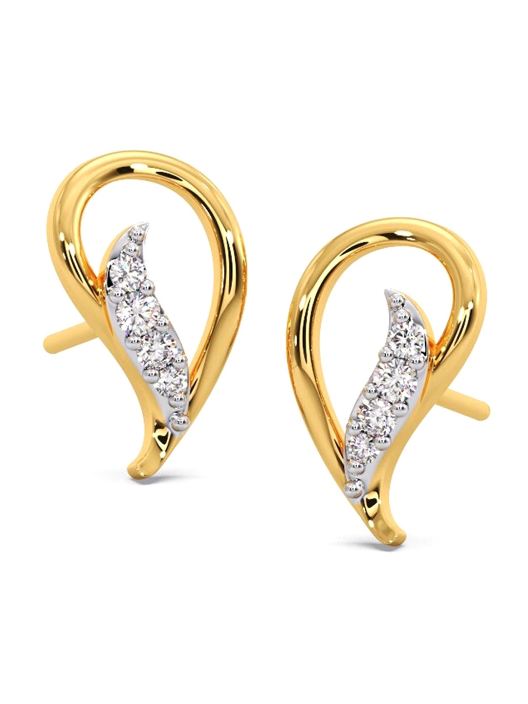 

CANDERE A KALYAN JEWELLERS COMPANY 18KT Gold Diamond Studded Stud Earrings-0.59gm