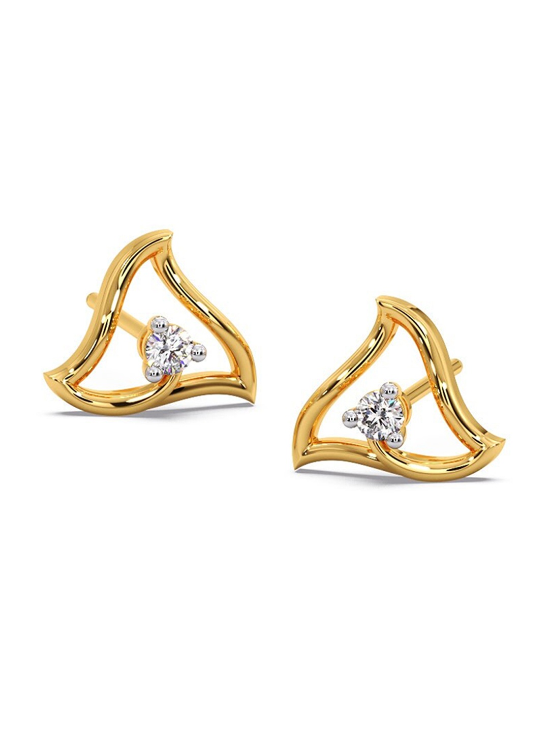 

CANDERE A KALYAN JEWELLERS COMPANY 14KT Gold Diamond Studded Stud Earrings-0.5gm