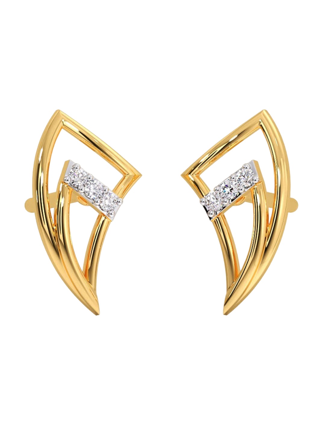 

CANDERE A KALYAN JEWELLERS COMPANY 14KT Gold Diamond Studded Stud Earrings-0.57gm